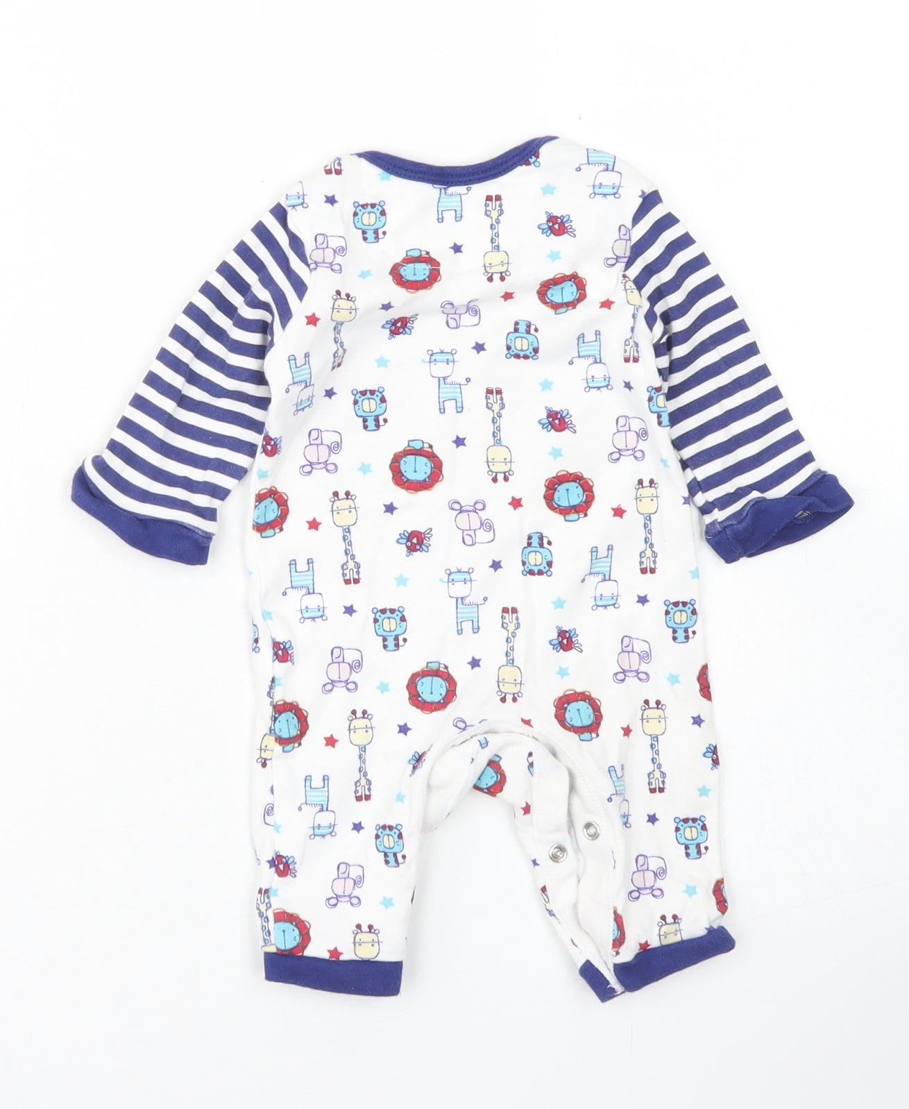 George Boys White Spotted Cotton Romper One-Piece Size 0-3 Months  Snap