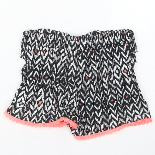 Primark Girls Black Argyle/Diamond Viscose Mom Shorts Size 2-3 Years  Regular