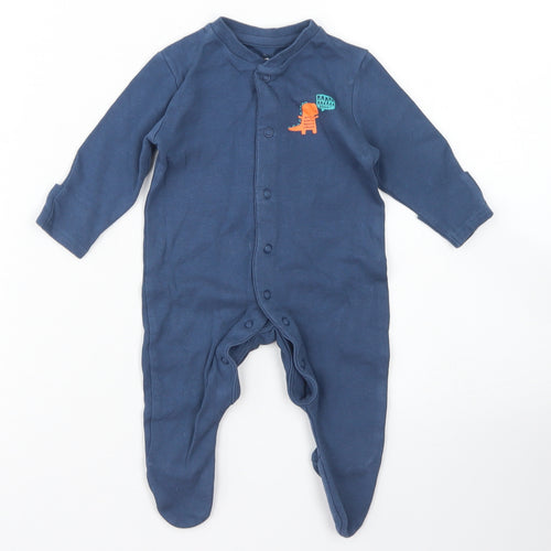 Earlydays Boys Blue  Cotton Babygrow One-Piece Size 0-3 Months  Snap - Dinosaur