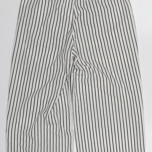CI SONO Womens White Striped Polyester Cropped Trousers Size S L20 in Regular Zip