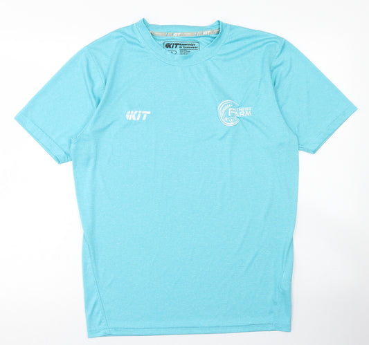 Kit Mens Blue  Polyester Basic T-Shirt Size M Crew Neck