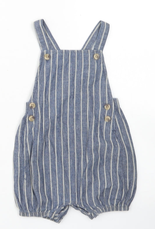 George Boys Blue Striped Cotton Dungaree One-Piece Size 3-6 Months  Button