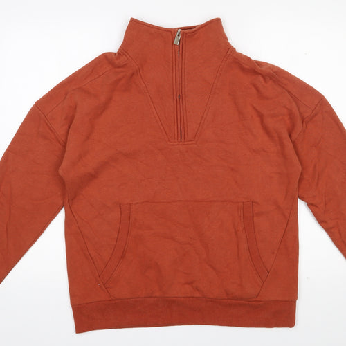 Sainsbury's Womens Orange  Cotton Pullover Sweatshirt Size 14  Zip