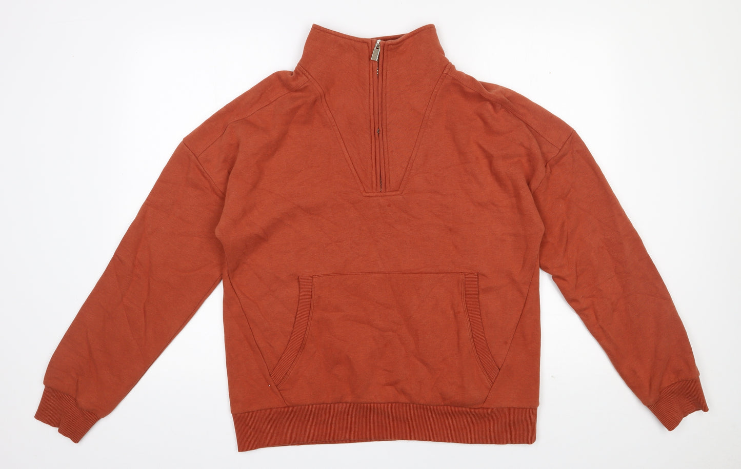 Sainsbury's Womens Orange  Cotton Pullover Sweatshirt Size 14  Zip