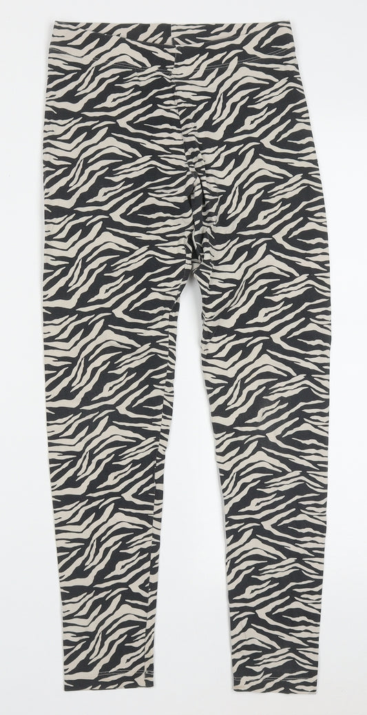 Marks and Spencer Girls Beige Animal Print Cotton Capri Trousers Size 12-13 Years  Regular Pullover