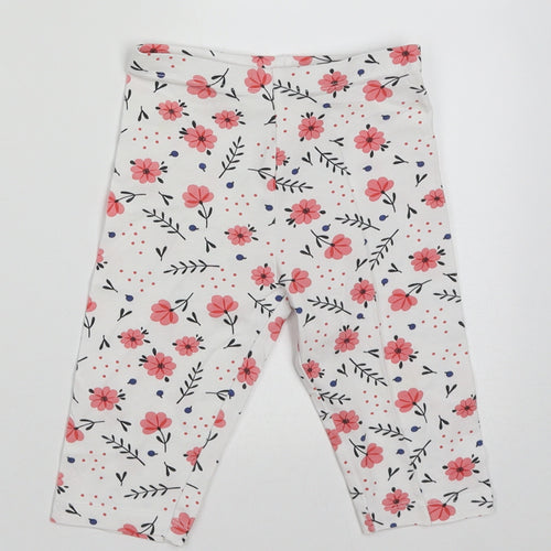 Lupilu Girls White Floral Cotton Capri Trousers Size 2-3 Years  Regular Pullover