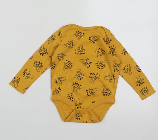 F&F Baby Yellow Geometric Cotton Babygrow One-Piece Size 6-9 Months  Buckle - tiger
