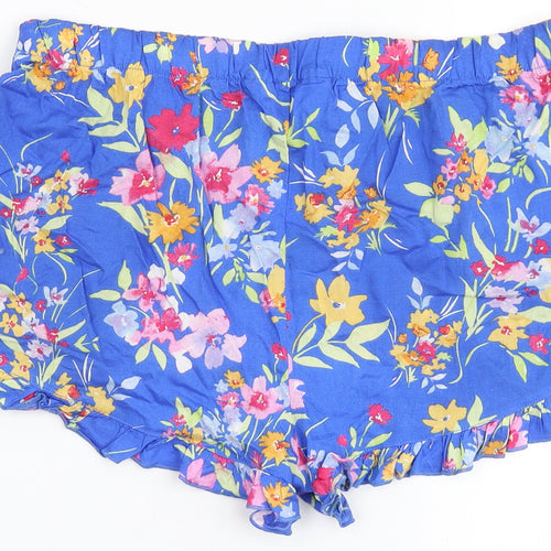 Love to Lounge Womens Blue Floral Polyester  Sleep Shorts Size M