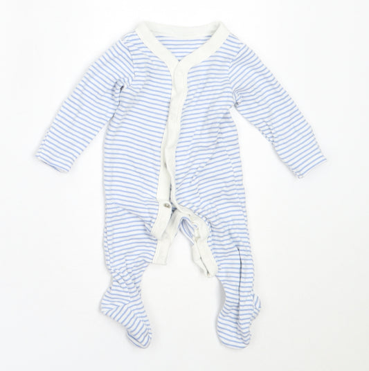 Marks and Spencer Boys Blue Striped Cotton Babygrow One-Piece Size Newborn