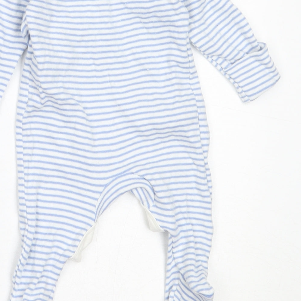 Marks and Spencer Boys Blue Striped Cotton Babygrow One-Piece Size Newborn