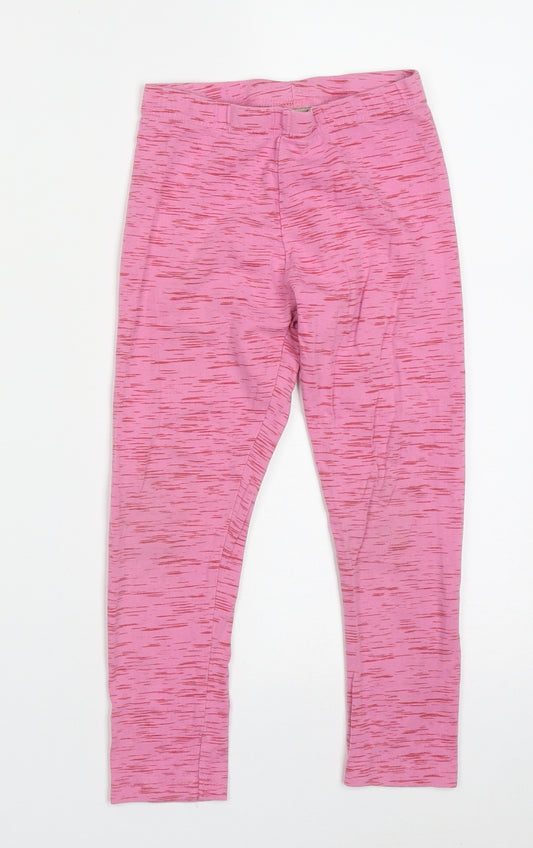 NEXT Girls Pink Geometric Cotton Capri Trousers Size 7 Years  Regular Pullover