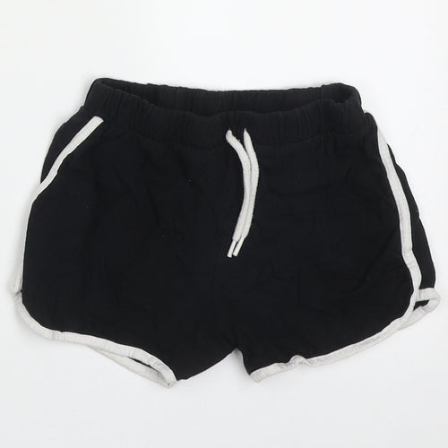pep&co Girls Black  Cotton Sweat Shorts Size 6-7 Years  Regular Tie