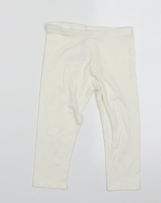 Primark Girls White  Cotton Capri Trousers Size 6-7 Years  Regular Pullover