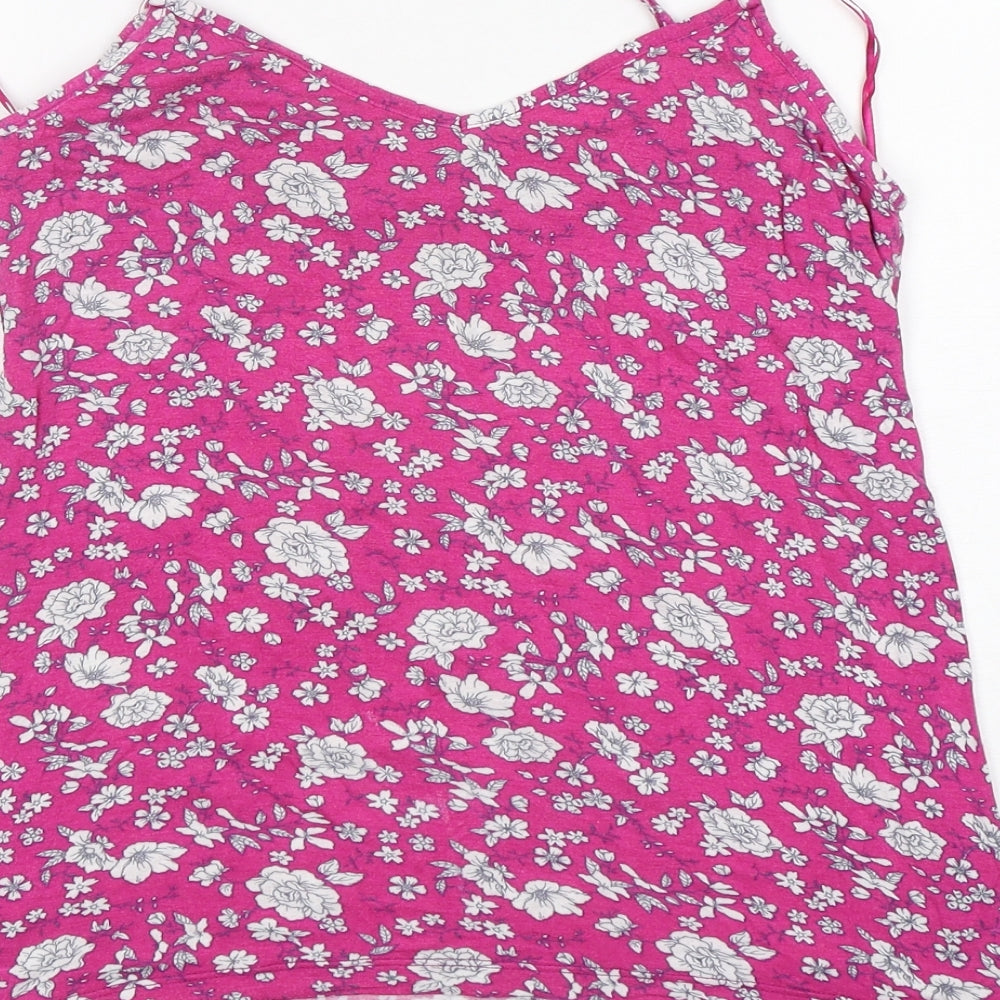 Primark Womens Pink Floral Viscose Cami Pyjama Top Size M
