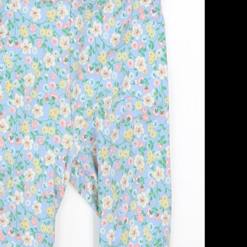 Cath Kidston Girls Blue Floral Cotton Capri Leggings Size 6-9 Months
