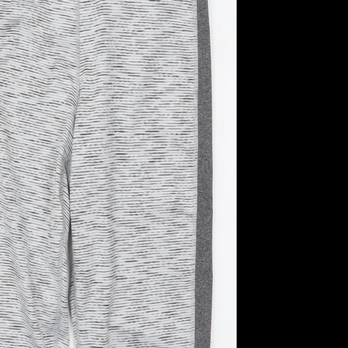 Matalan Womens Grey Striped Polyester Cropped Leggings Size 10 L20 in Regular