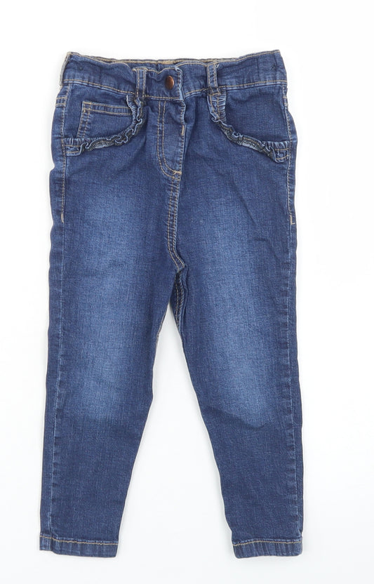 George Girls Blue  Cotton Skinny Jeans Size 2-3 Years  Regular Snap