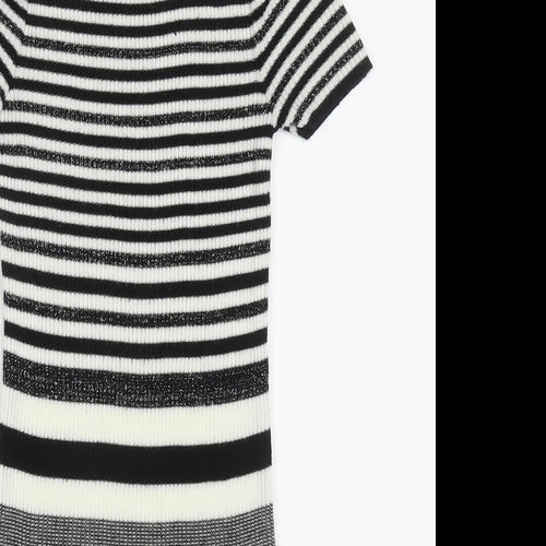 NEXT Girls Black Striped Acrylic A-Line  Size 9 Years  Crew Neck Pullover