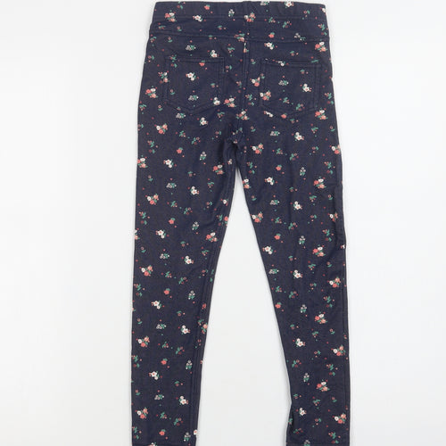 Nutmeg Girls Blue Floral Cotton Jegging Trousers Size 7-8 Years  Regular