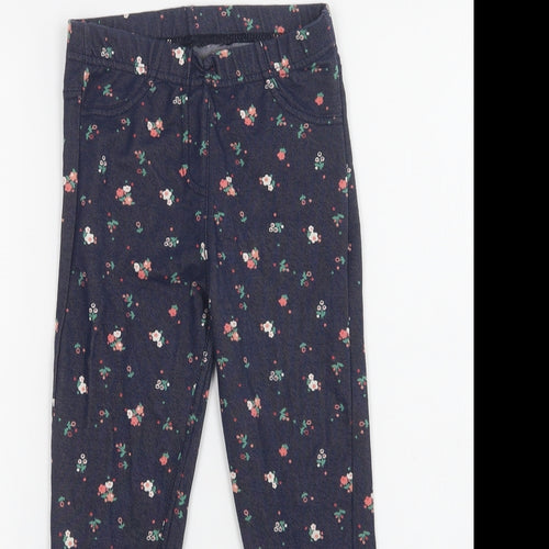 Nutmeg Girls Blue Floral Cotton Jegging Trousers Size 7-8 Years  Regular