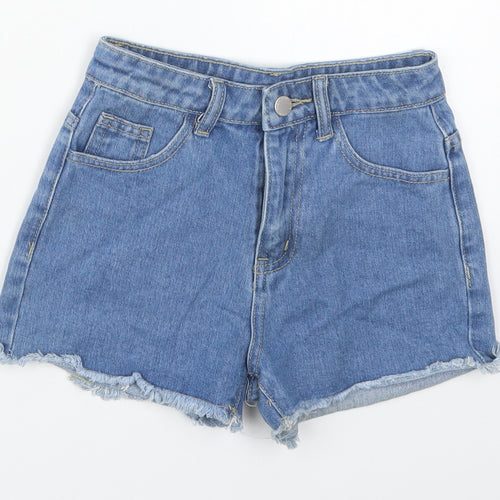 SheIn Girls Blue  Cotton Cut-Off Shorts Size 8 Years  Regular