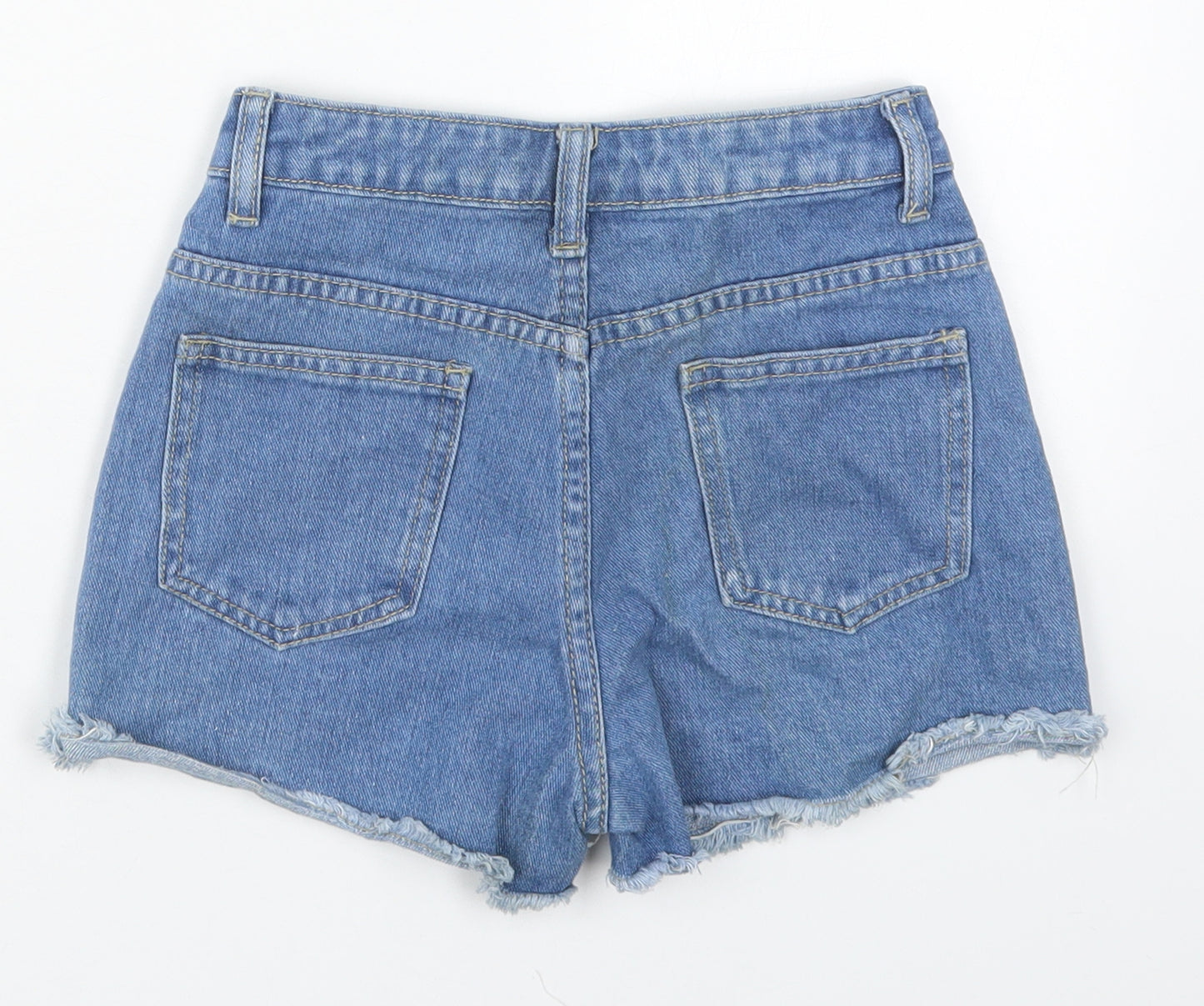 SheIn Girls Blue  Cotton Cut-Off Shorts Size 8 Years  Regular