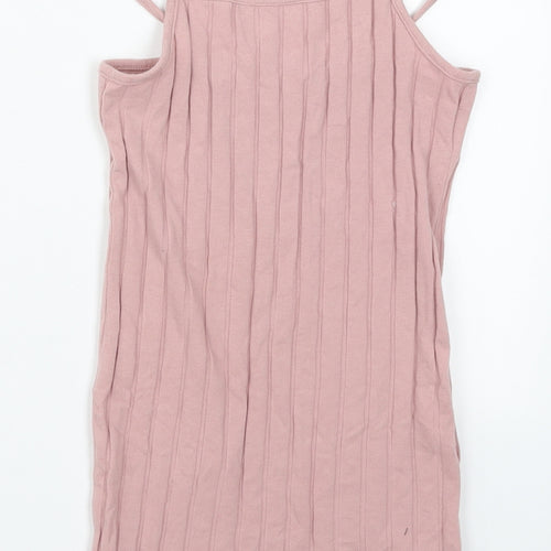 SheIn Girls Pink  Cotton Tank Dress  Size 8 Years  Round Neck Pullover