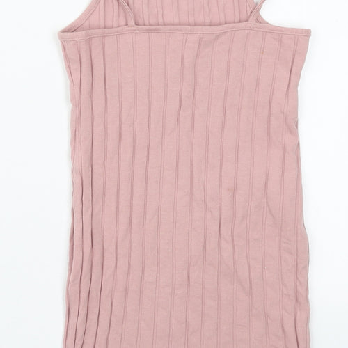 SheIn Girls Pink  Cotton Tank Dress  Size 8 Years  Round Neck Pullover