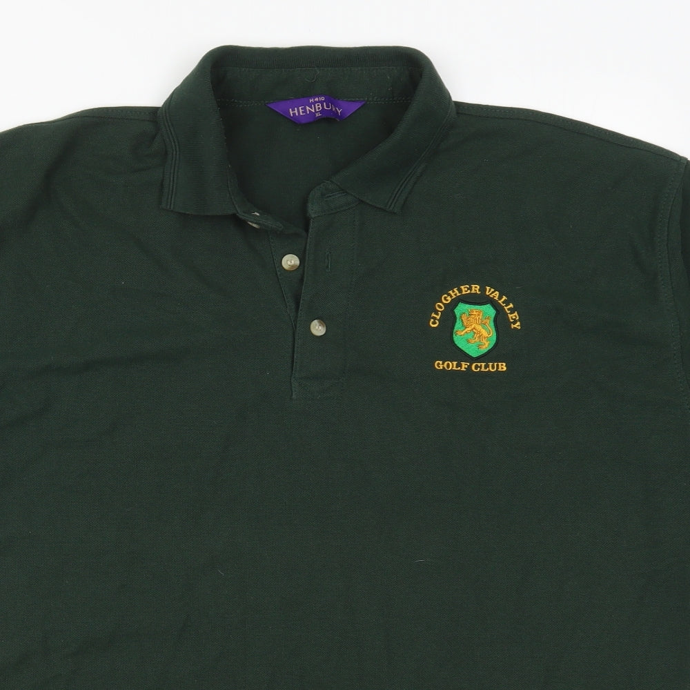 Henbury Mens Green  Polyester  Polo Size XL Collared Pullover - Clogher Valley Golf Club