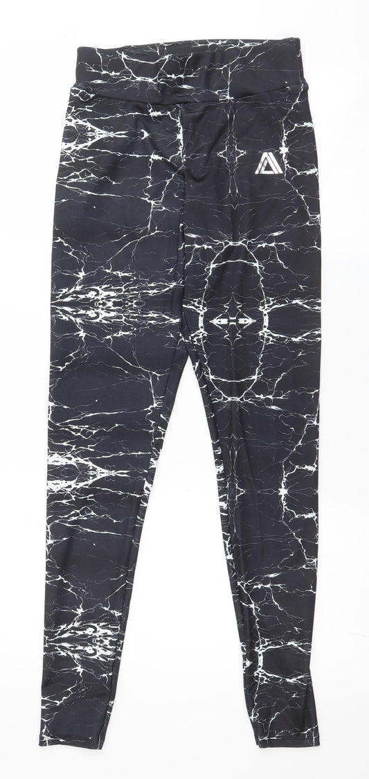 Pep & CO Womens Black Tie Dye Polyester  Leggings Size 8 L28 in Regular Pullover - Marble Effect