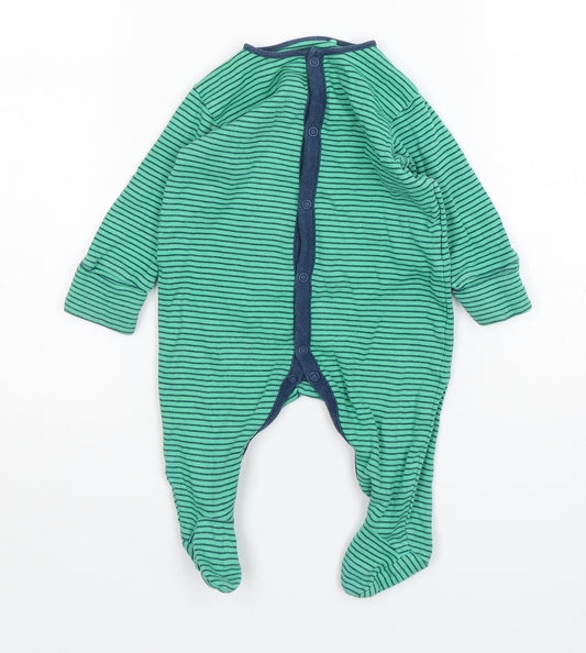 NEXT Boys Green Striped Cotton Babygrow One-Piece Size 3-6 Months  Snap