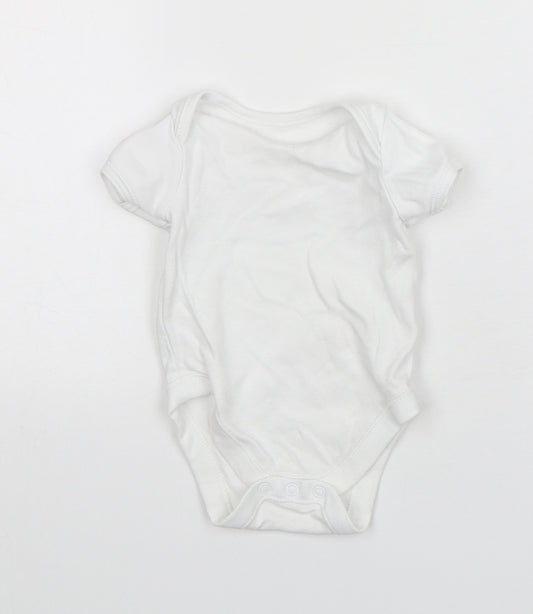 F&F Baby White  Cotton Leotard One-Piece Size 3-6 Months  Snap
