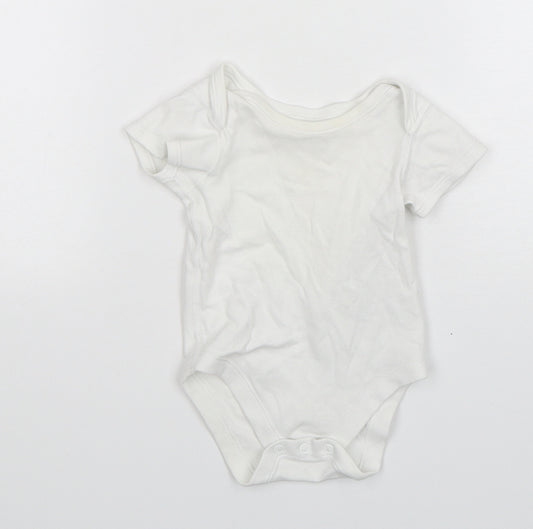 Marks and Spencer Baby White  Cotton Leotard One-Piece Size 3-6 Months  Snap