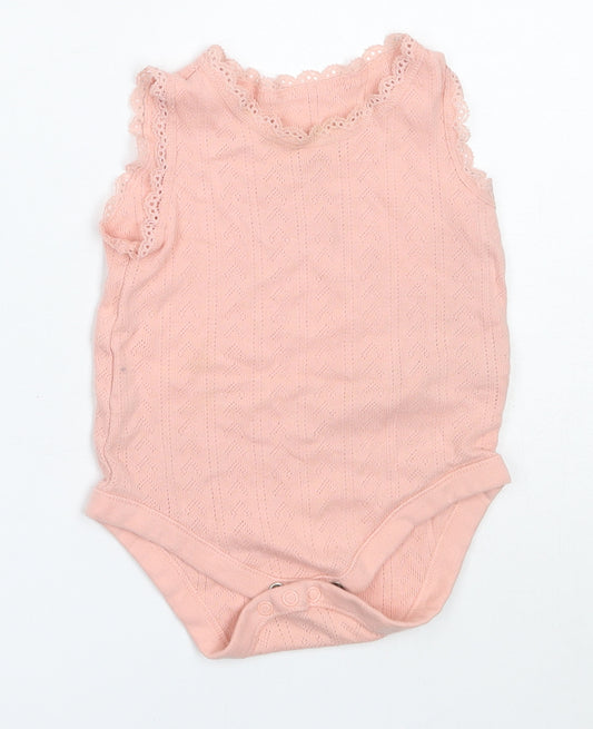 F&F Girls Pink  Cotton Babygrow One-Piece Size 6-9 Months