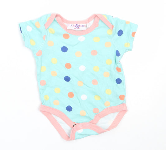 Lily & Jack Baby Green Polka Dot Cotton Babygrow One-Piece Size 3-6 Months