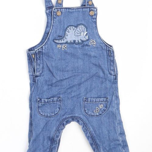Marks and Spencer Boys Blue  Cotton Dungaree One-Piece Size 3-6 Months