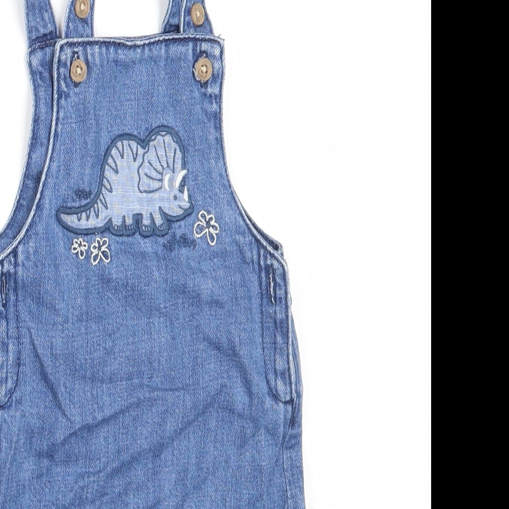 Marks and Spencer Boys Blue  Cotton Dungaree One-Piece Size 3-6 Months