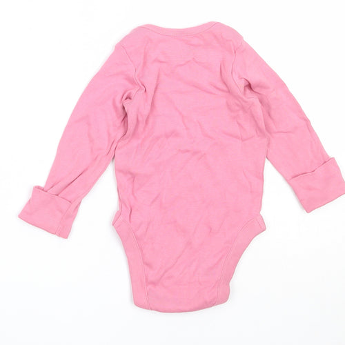 Marks and Spencer Girls Pink  Cotton Babygrow One-Piece Size 3-6 Months