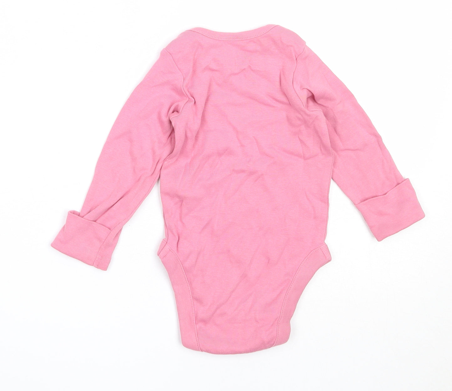 Marks and Spencer Girls Pink  Cotton Babygrow One-Piece Size 3-6 Months
