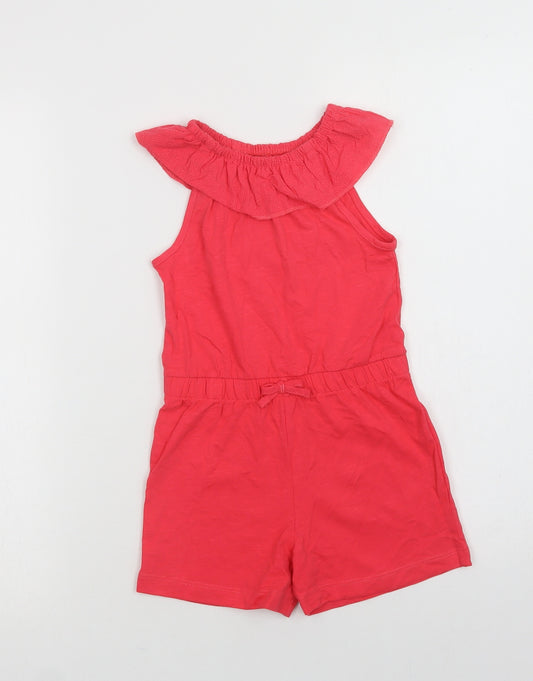 George Girls Pink  Cotton Playsuit One-Piece Size 3-4 Years