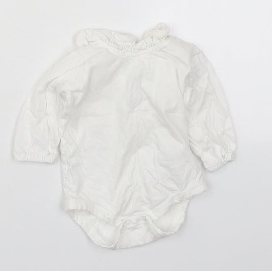 Matalan Girls White  Cotton Babygrow One-Piece Size 0-3 Months  Button