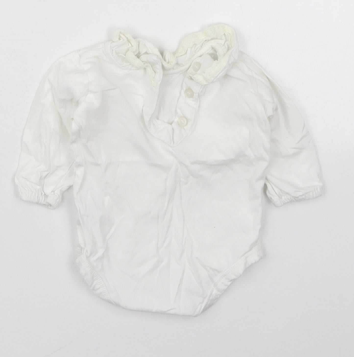 Matalan Girls White  Cotton Babygrow One-Piece Size 0-3 Months  Button