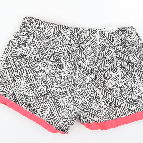 Denim Co Girls Beige Geometric Cotton Hot Pants Shorts Size 10 Years  Regular Buckle