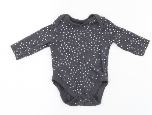 George Girls Grey Spotted 100% Cotton Babygrow One-Piece Size 0-3 Months  Snap - stars