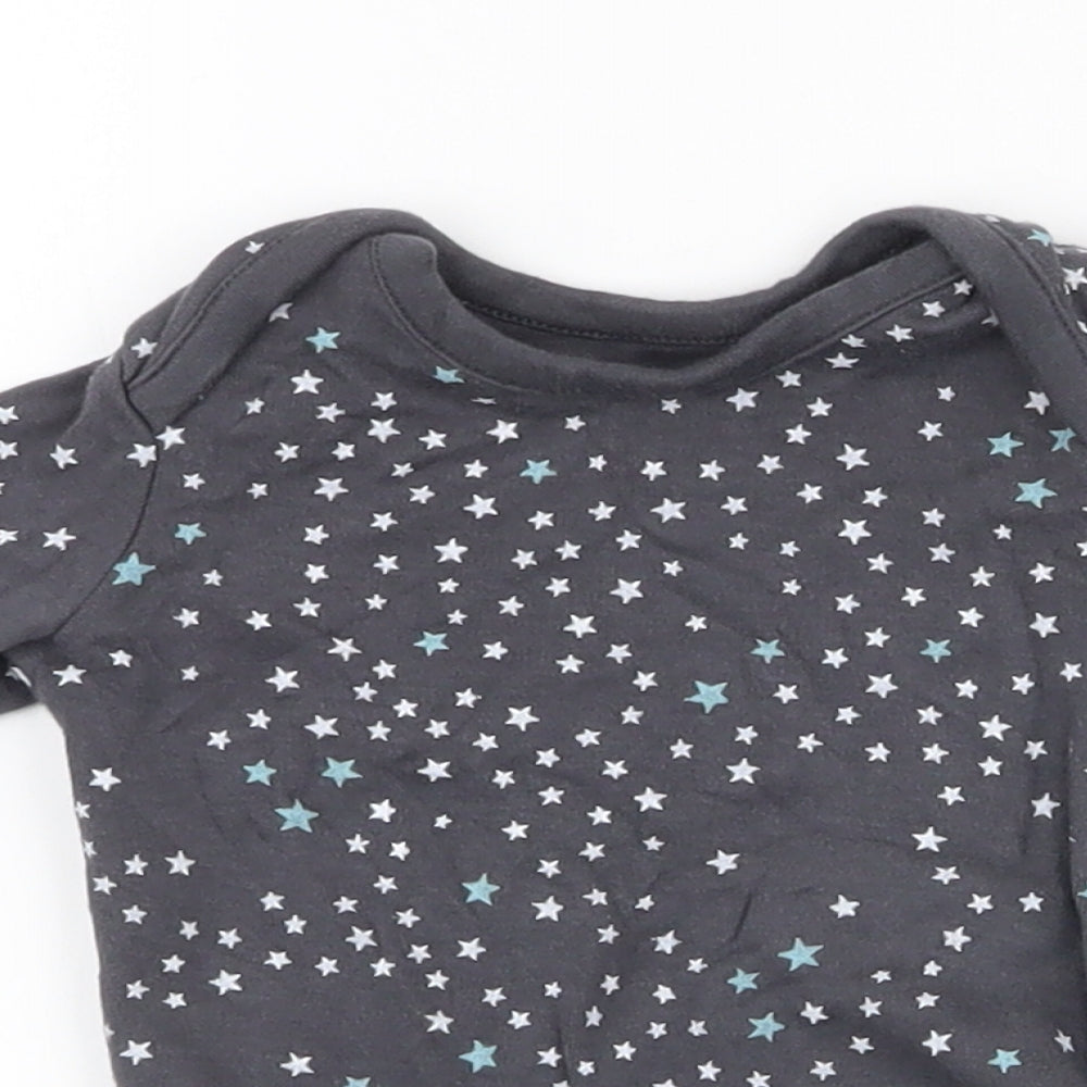 George Girls Grey Spotted 100% Cotton Babygrow One-Piece Size 0-3 Months  Snap - stars