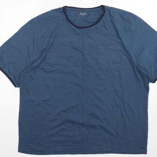 Sleep Mens Blue Solid Cotton  Pyjama Top Size 2XL  Pullover