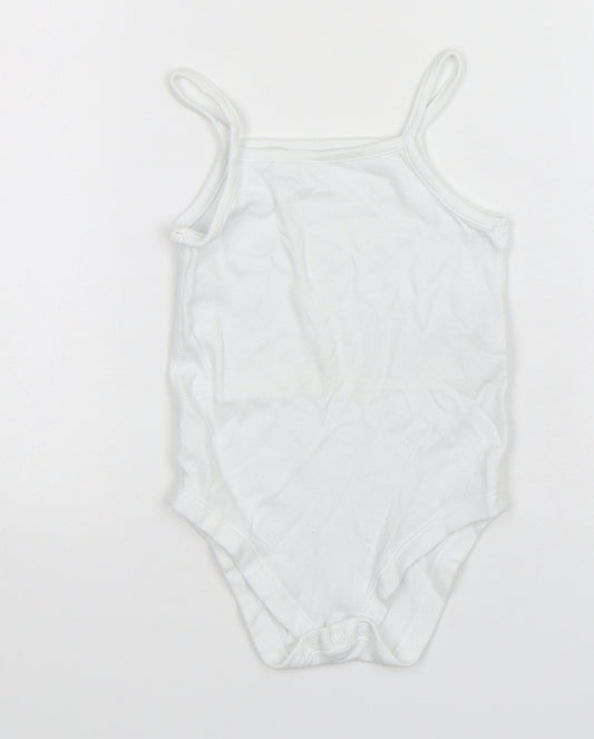 Marks and Spencer Baby White Spotted Cotton Leotard One-Piece Size 18-24 Months  Snap