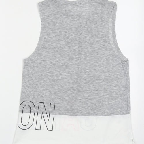 Work out Womens Grey  Polyester Basic Tank Size XS Crew Neck Pullover - Game on