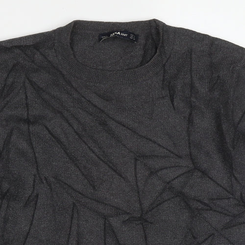 Zara Knit Womens Grey Crew Neck  Polyester Pullover Jumper Size M