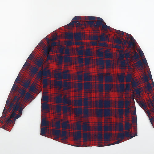 Kangaroo Boys Red Check Cotton Basic Button-Up Size 7-8 Years Collared Button